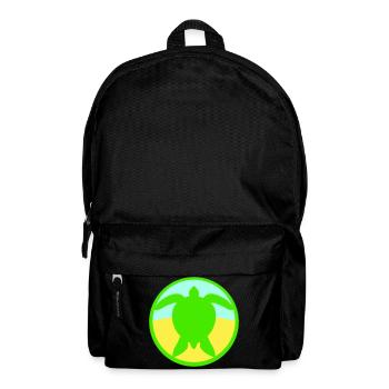 Turtle Logo Beach Water Sea Round Icon - Backpack - black - Front