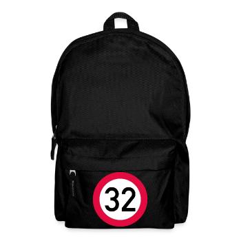 32. Geburtstag Achtung! Verkehrsschild 32 Km/h - Rucksack - Schwarz - Vorne
