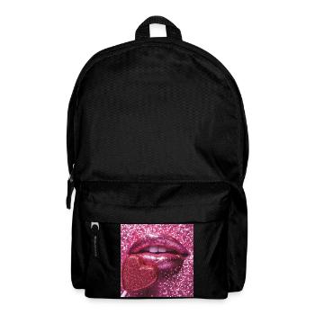 Lèvres glitter rose et cœur en sucre - Sac à dos - noir - Devant