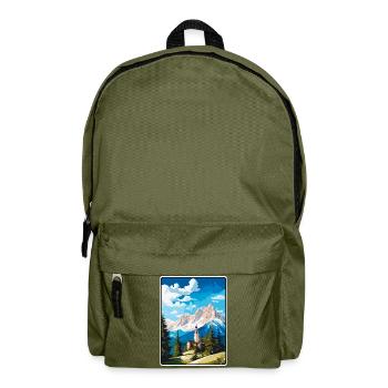 Zugspitze Germany Alpine Chapel in Snowy Peaks - Backpack - olive green - Front