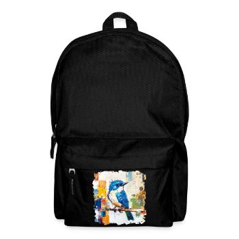 Blue Bird in Color Block Abstract - Backpack - black - Front