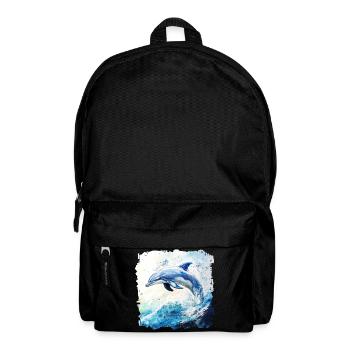 Wasserfarbener Delfin Sprung - Rucksack - Schwarz - Vorne
