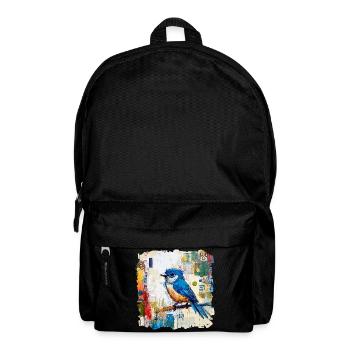 Blue bird in abstract sea of colors - Backpack - black - Front