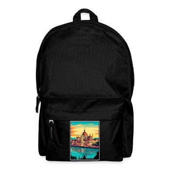 Budapest Hungary Parliament Vintage Travel Poster - Backpack - black - Front