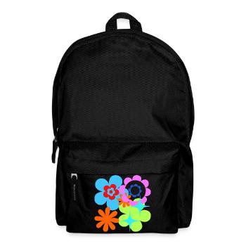 Kunterbunte Blüten und Sterne Psychedelische Flora - Rucksack - Schwarz - Vorne