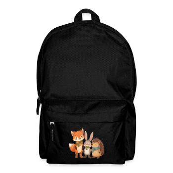 Herbst Niedliche Waldtiere mit Schal und Stiefeln - Rucksack - Schwarz - Vorne