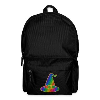 Halloween-Regenbogen Glitzer Hexenhut - Rucksack - Schwarz - Vorne