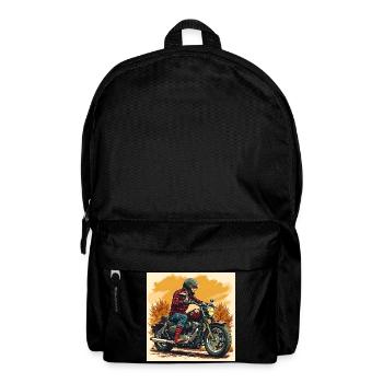 Plaid Socks + Biker Illustration - Backpack - black - Front