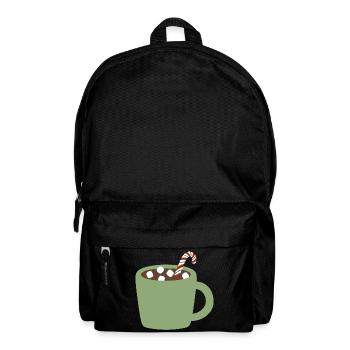 Green Mug Cocoa with Candy Cane - Backpack - black - Front