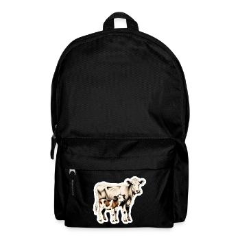 Kuh mit Kalb – Zeitlose Bauernhof-Illustration - Rucksack - Schwarz - Vorne