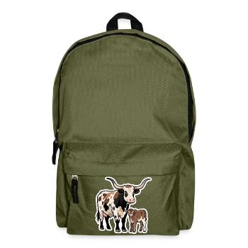 Longhorn with Calf – Western Style Design - Backpack - olive green - Front