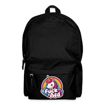 Einhorn FUCK AFD Unicorn Regenbogen Sticker  - Rucksack - Schwarz - Vorne