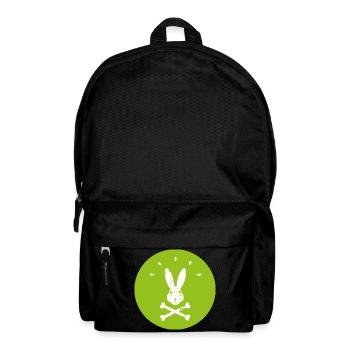 Piraten Hase im Jolly Roger Style Grüner Osterhase - Rucksack - Schwarz - Vorne