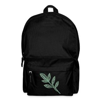 Feuilles vert menthe en aspect broderie - Sac à dos - noir - Devant