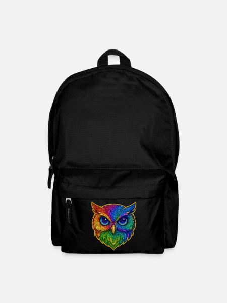 Eule | Waldkauz | Regenbogen Eulenzauber - Rucksack - Schwarz