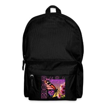 Schmetterling mit Spruch - Bloom in yourself - Rucksack - Schwarz - Vorne