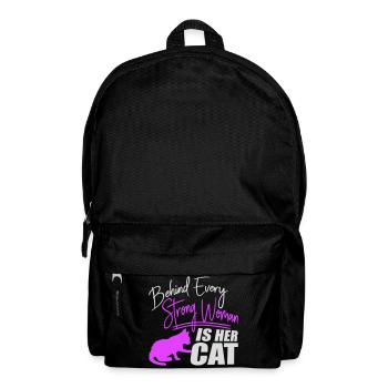 Behind Every Strong Woman Is Her Cat Spruch Katze - Rucksack - Schwarz - Vorne