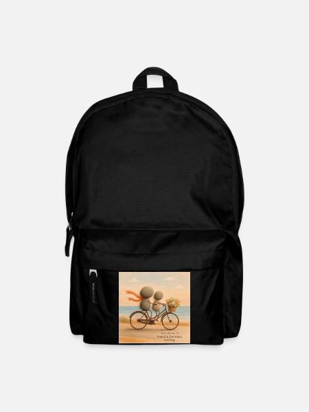 Love Moves on a Stone Bicycle - Backpack - black