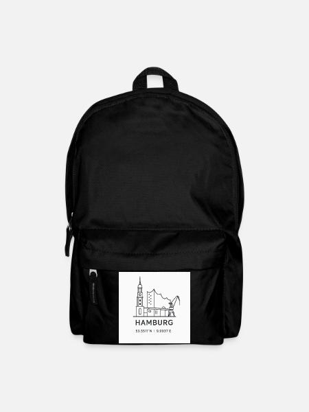 Hamburg Line Art Silhouette Landmark - Backpack - black