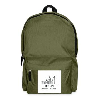 Berlin Linienkunst Silhouette Wahrzeichen - Rucksack - Olivgrün - Vorne