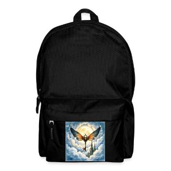 Geflügelter Schlüssel am Nachthimmel - Rucksack - Schwarz - Vorne