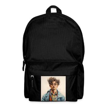 Watercolor Portrait Glasses Jacket - Backpack - black - Front