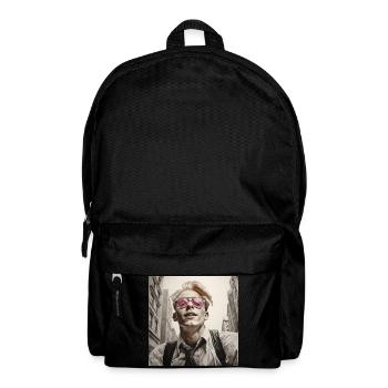 Street Style Portrait Pink Glasses - Backpack - black - Front