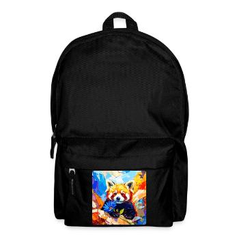 Red Panda Blue Flower - Backpack - black - Front