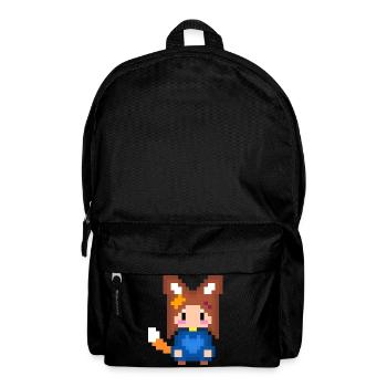 Pixel Kitsune Fuchs Mädchen in Blauer Hoodie - Rucksack - Schwarz - Vorne