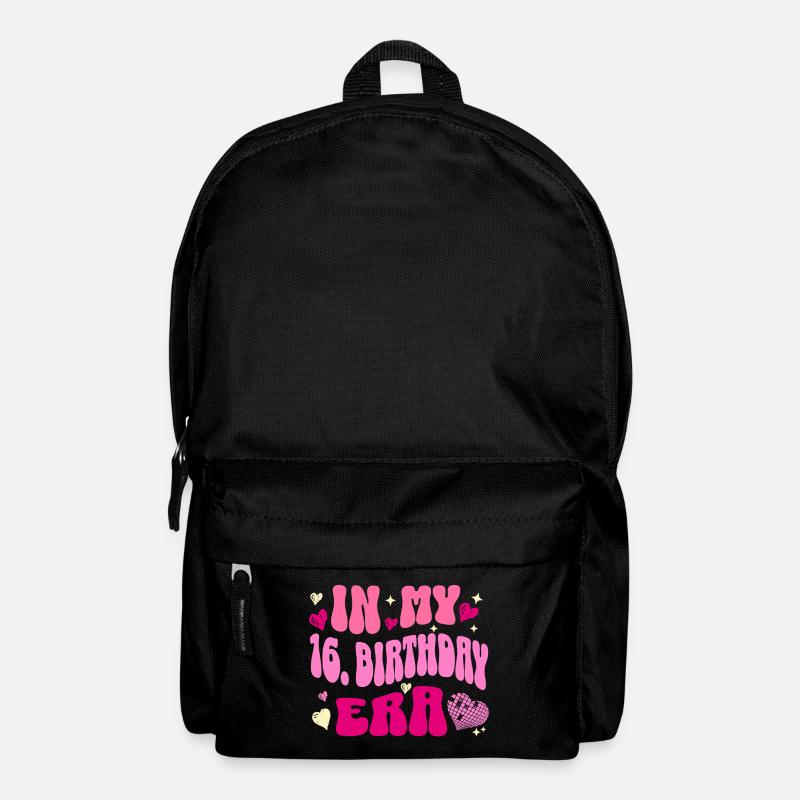 Dans mon 16e anniversaire ère coeur rétro design - Sac à dos - noir