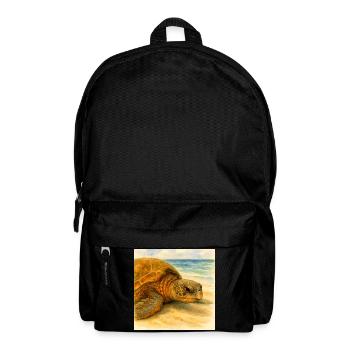 Tortue aquarelle près de la plage - Sac à dos - noir - Devant