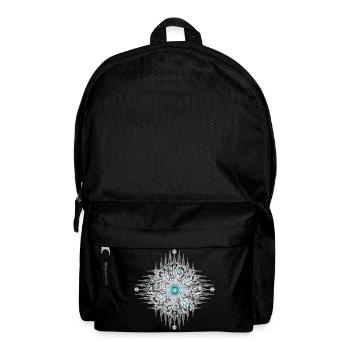 Artful ethnic ornament with silver feathers - Backpack - black - Front