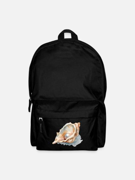 Aquarell Muschel mit Perle - Rucksack - Schwarz