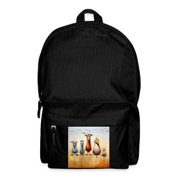 flock of birds on a wire - Backpack - black - Front