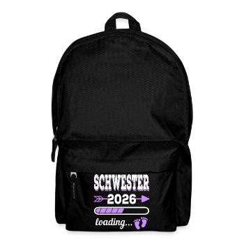 Schwester 2026 Loading Geburt Geschenkidee - Rucksack - Schwarz - Vorne