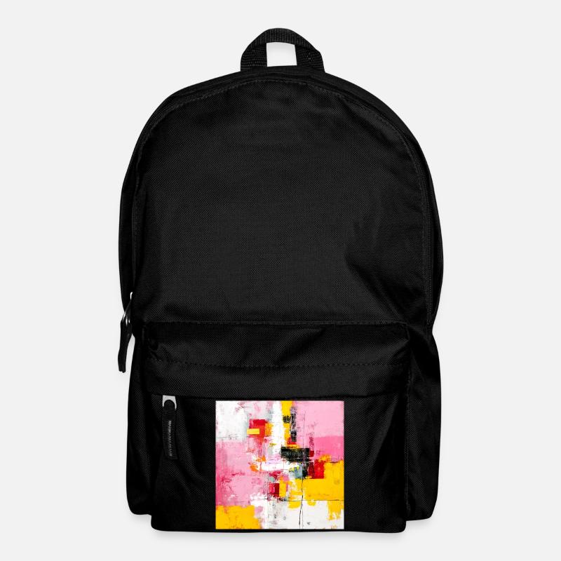 Abstrakte Farbblöcke Pink Gelb - Rucksack - Schwarz