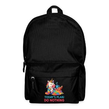Lazy Unicorn Cozy Day Cute Relax Tee - Backpack - black - Front