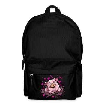 Herzschweinchen im pinken Schlamm - Rucksack - Schwarz - Vorne