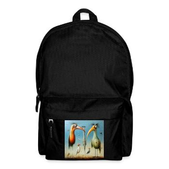 Volée surréaliste d’oiseaux sur la plage - Sac à dos - noir - Devant
