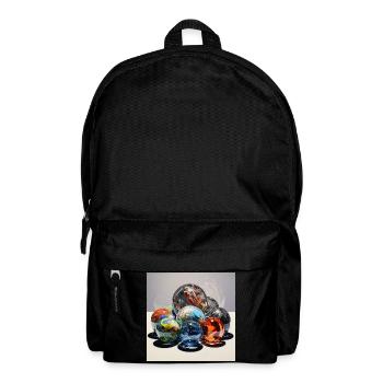 Farbenspiel Glaskugeln Reflexionskunst - Rucksack - Schwarz - Vorne