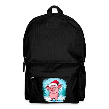 Schweinchen Weihnachten - Rucksack - Schwarz - Vorne