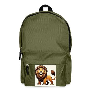 Warm cartoon lion - Backpack - olive green - Front