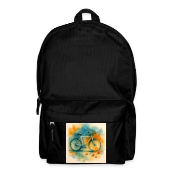 Aquarell, Fahrrad in Farbexplosion - Rucksack - Schwarz - Vorne