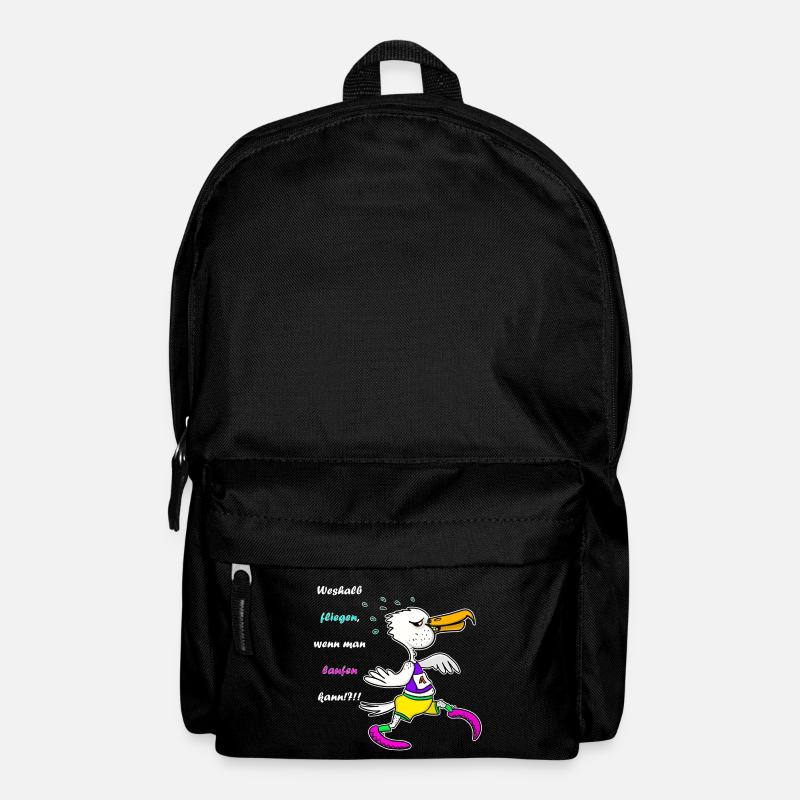 Marathon Möwe – Lustiger Lauf‑Cartoon - Rucksack - Schwarz