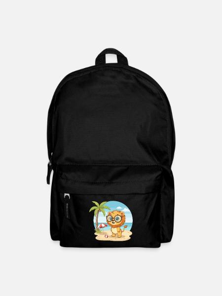Süßer Löwe mit Brille Strand-Sommerurlaub - Rucksack - Schwarz