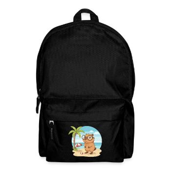 Cute Capybara with Glasses Beach Summer Vacation - Backpack - black - Front
