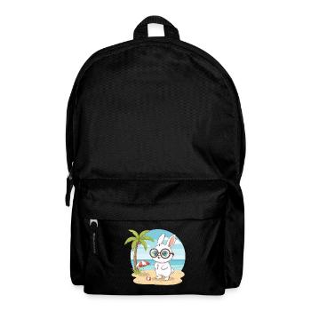 Cute Bunny with Glasses Beach Summer Vacation - Backpack - black - Front