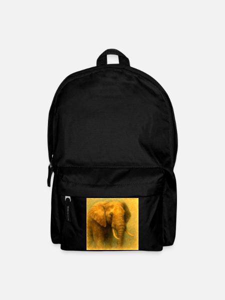 Goldener Elefant im bemalten Stil - Rucksack - Schwarz