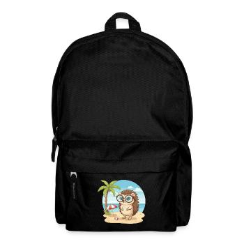Cute Hedgehog with Glasses Beach Summer Vacation - Backpack - black - Front