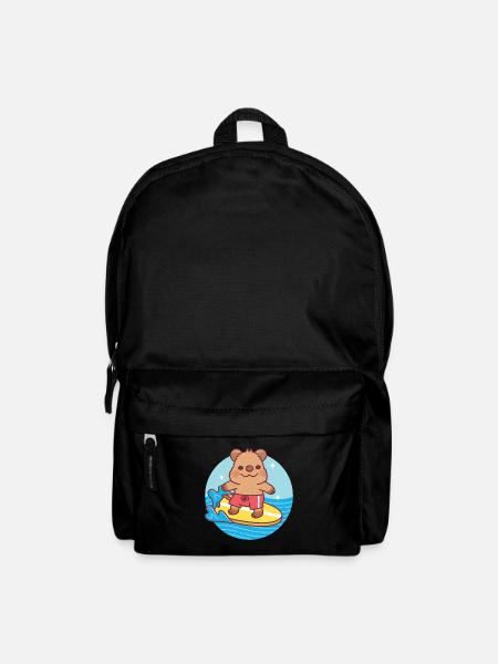 Quokka mignon, la plage des vagues et l’été - Sac à dos - noir